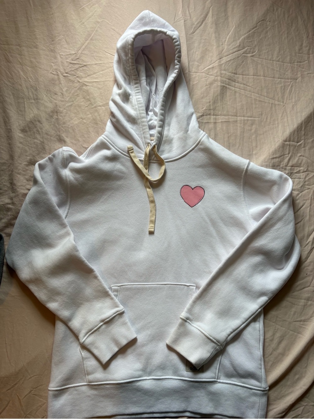 Life Is Good White Hoodie with Pink Heart Patch